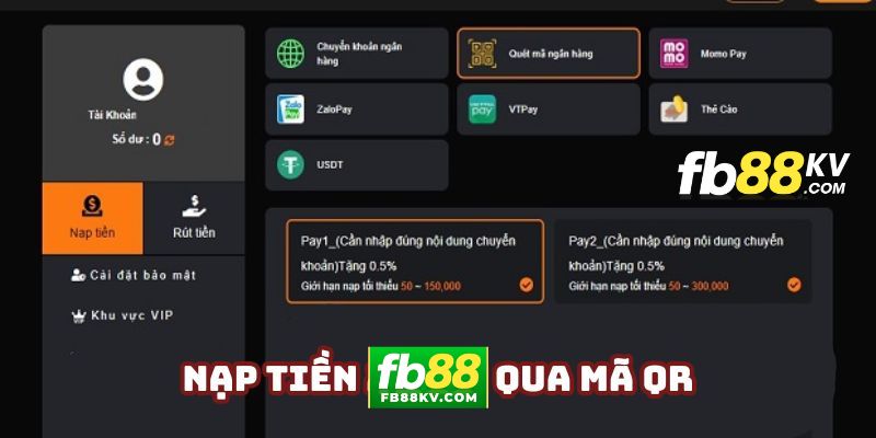 Khách hàng quét mã QR để nạp tiền fb88 com